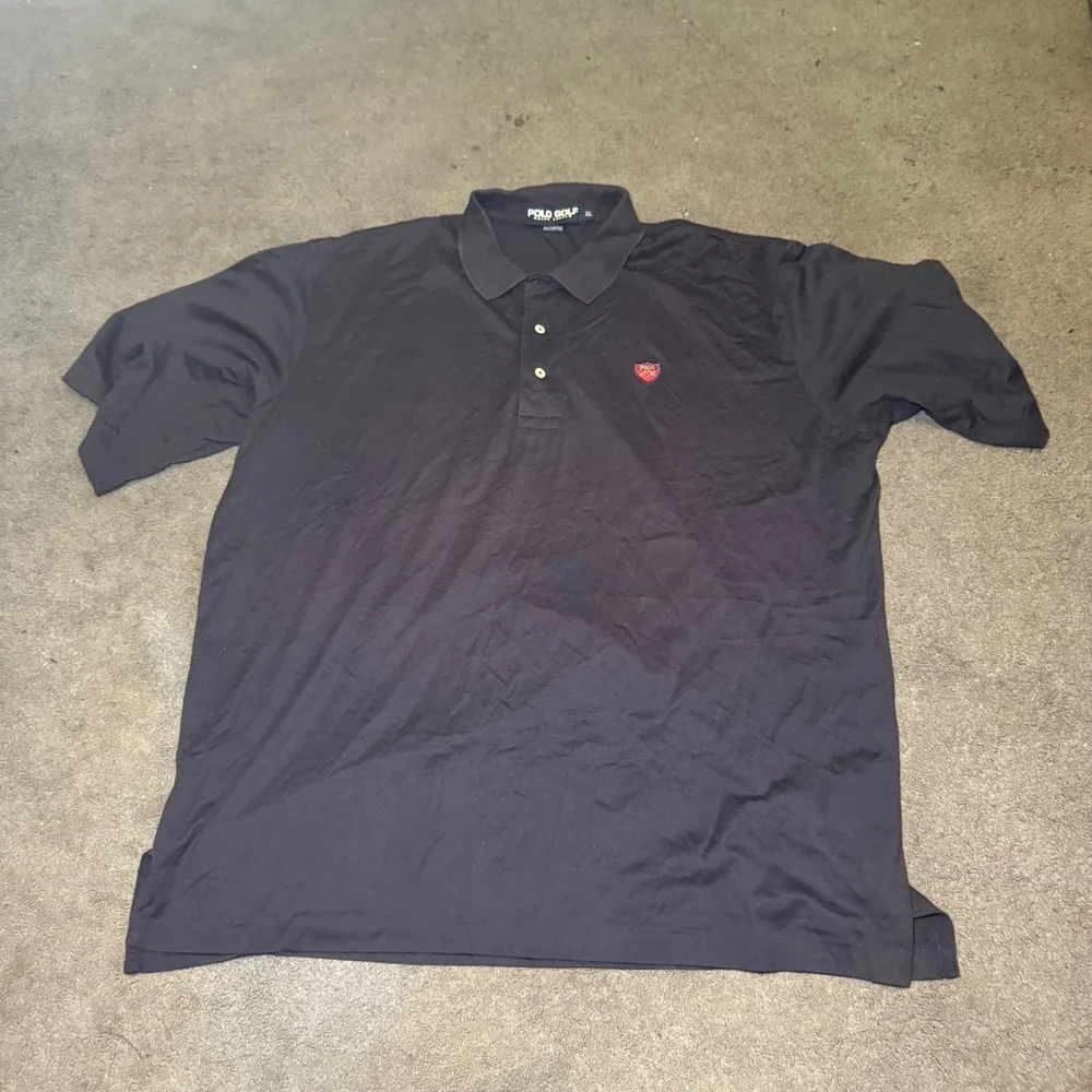 Polo Golf Ralph Lauren Mens XL Navy Cotton Crest Logo Short Sleeve Polo Shirt